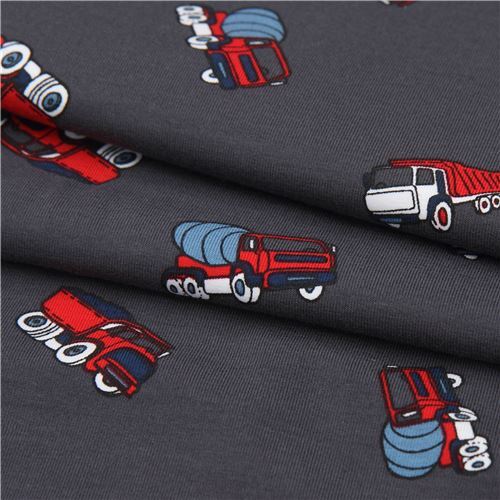 dark grey construction vehicle jersey knit fabric modeS4u