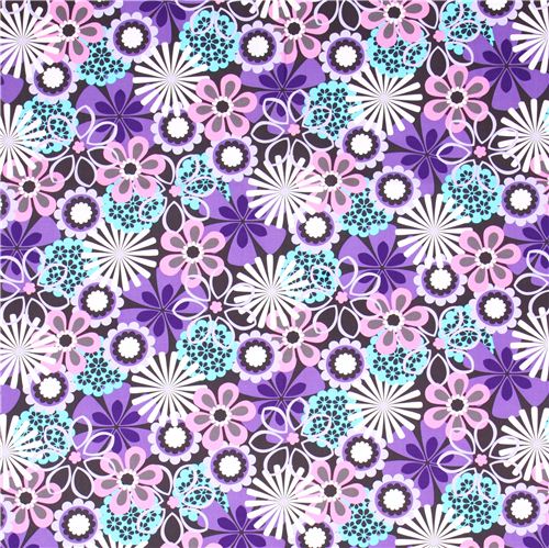 dark grey flower fabric by Michael Miller purple flowers - Flower ...