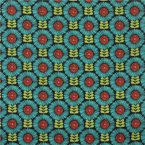 dark grey flower pattern fabric Marine by Michael Miller 3