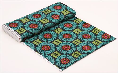 dark grey flower pattern fabric Marine by Michael Miller 4