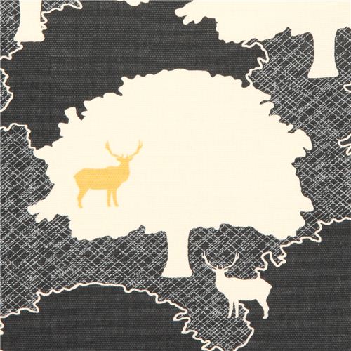 dark grey forest stag animal canvas organic fabric birch USA 1