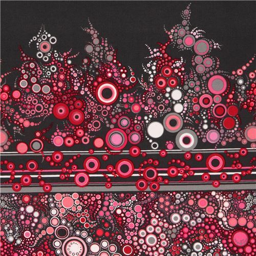 Tissu Robert Kaufman gris fonc Sweet, cercles multicolores, crme et blancs Tissu