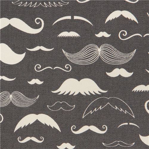 dark grey white mustache twill fabric by Kokka - modeS4u