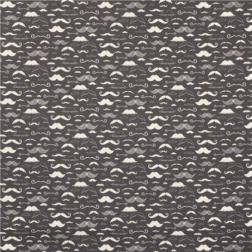 dark grey white mustache twill fabric by Kokka 2