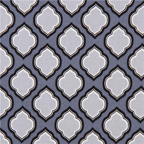 dark grey with ornament pattern shape laminate fabric from Japan Fabric ...