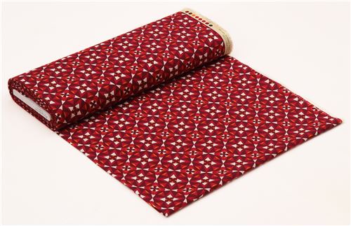 dark purple pink-red Canvas fabric triangle octogon shape Kokka Japan 5