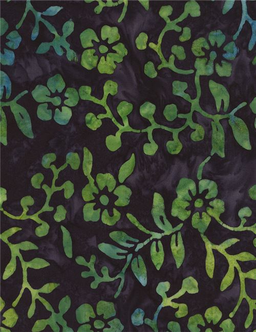 Dark Purple Tie Dye Green Flower Batik Fabric By Timeless Treasures Fabric By Timeless Treasures 8017