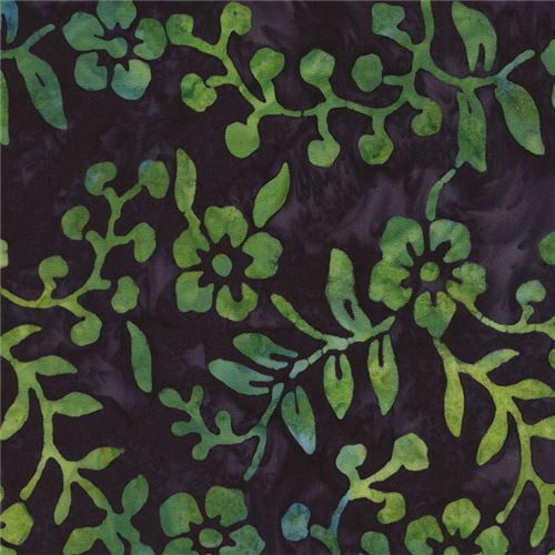 dark purple tie dye green flower batik fabric by Timeless Treasures 2