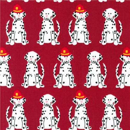 tessuto rosso scuro dalmata Robert Kaufman Tessuto