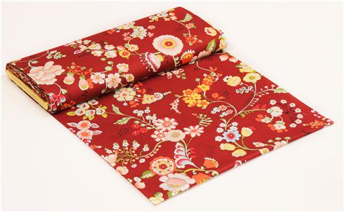 dark red flower fabric 'Speranza' Brick Red by Alexander Henry 4