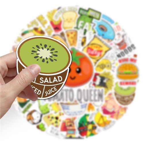 designs food diecut 50 unique sticker pack fruit veg crisps snacks ...