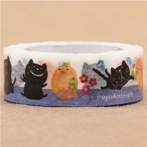 die-cut blue and white cat bird Tape deco tape from Japan - Animal Tape ...