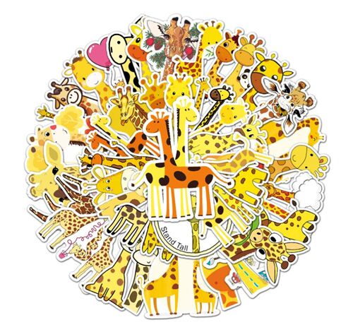 gestanzte Tier-Sticker-Packung 50 einzigartige Giraffen-Designs ses Savannentier