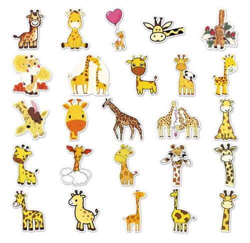 gestanzte Tier-Sticker-Packung 50 einzigartige Giraffen-Designs ses Savannentier 7