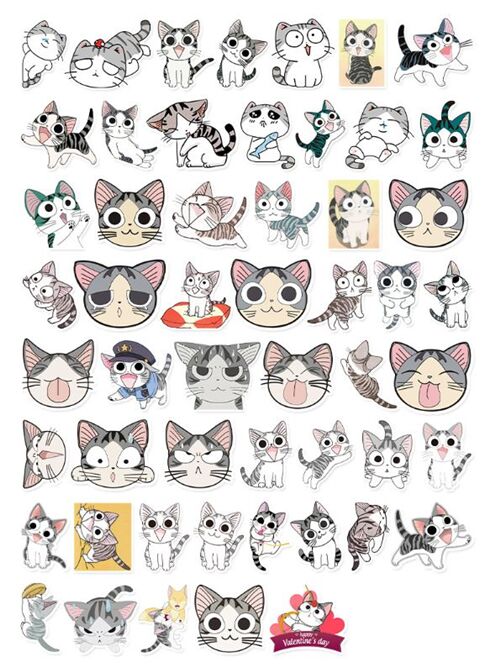 Pegatinas troqueladas de gato kawaii mascota adorable 50 modelos diferentes  - modesS4u