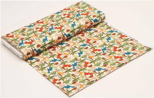 dinosaur fabric for boys Michael Miller beige dots 3