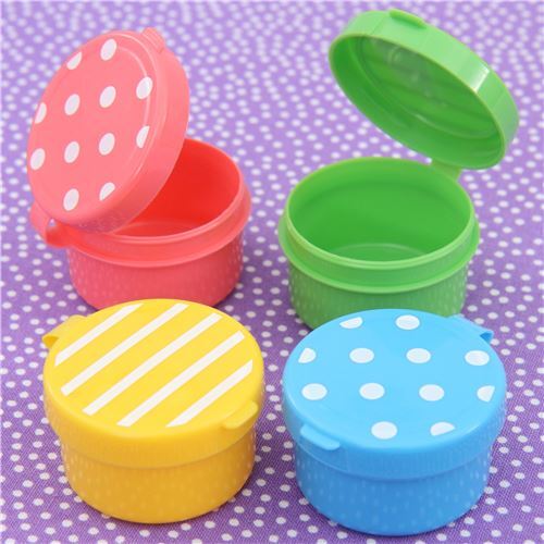 Mini Dots & Stripes Condiment or Treat Cups Bento Box Sauce Containers Set  of 4 
