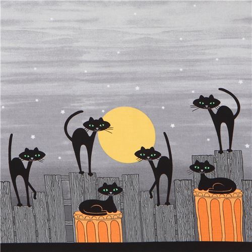 double border Halloween cat fabric by Michael Miller Fabric