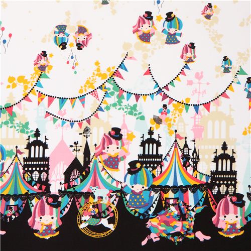 Double Border Little Twin Stars Animal Circus Clowns Sanrio Oxford Fabric Japan Kawaii Fabric Shop