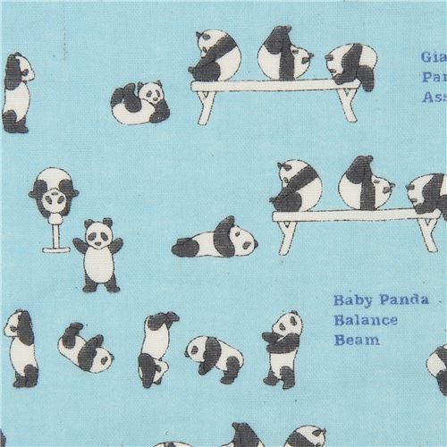 Tela de gasa doble de Kokka con pandas Tela