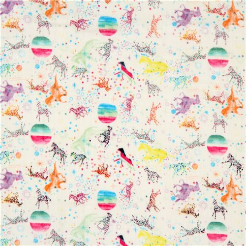 double gauze fabric colourful horses stars from Japan 2