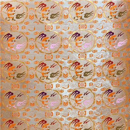 Tissu Brocart Chinois Motif Dragon Pour Kimono, Hanfu, Qipao - Vendu Au Mètre