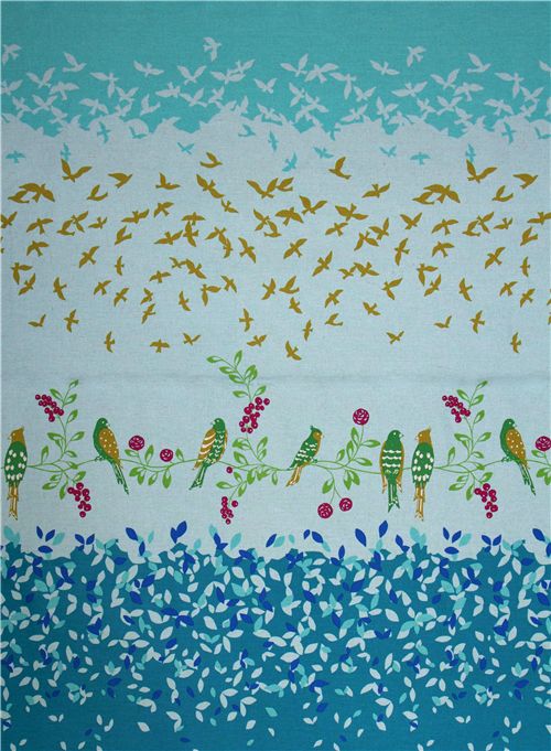 echino Canvas Kokka Stoff Vögel blau aus Japan 2