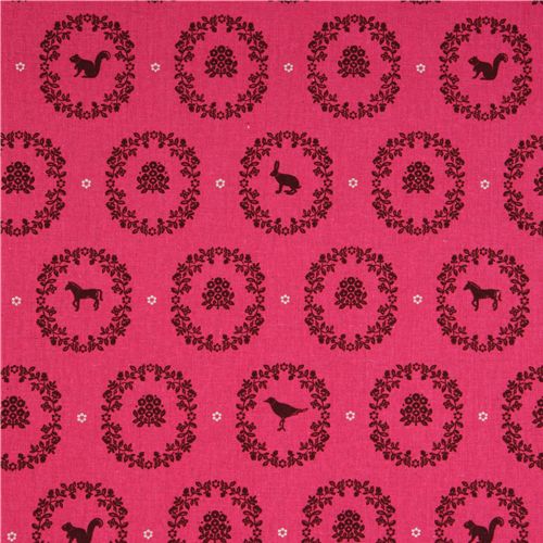 echino canvas Kokka fabric ornaments animals pink Japan 2