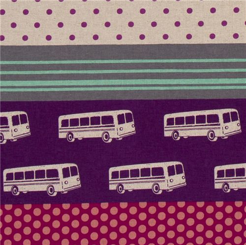 echino canvas designer fabric bus purple from Japan 1