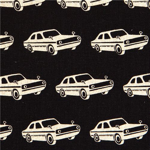 echino canvas designer fabric cars black from Japan Fabric by