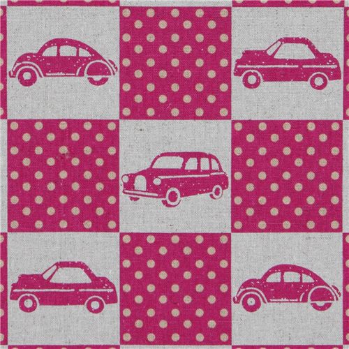 echino canvas designer fabric cars squares rosa Japan 1