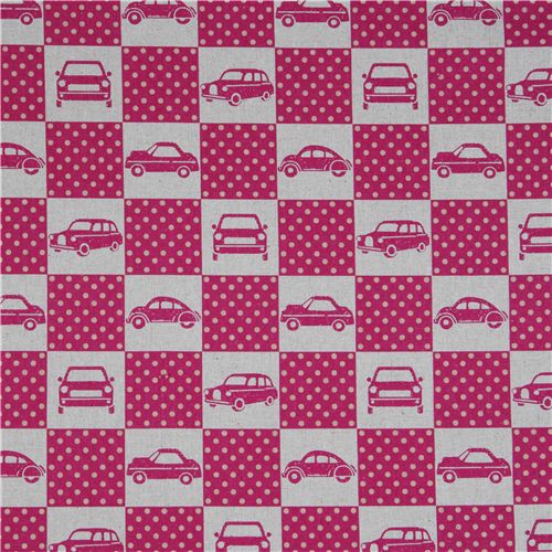 echino canvas designer fabric cars squares rosa Japan 2