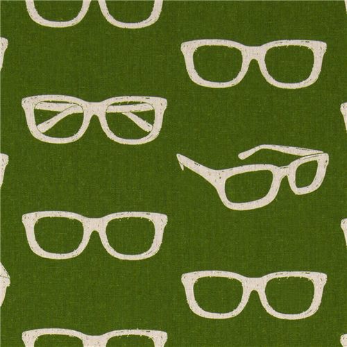 echino canvas designer fabric glasses green from Japan 1
