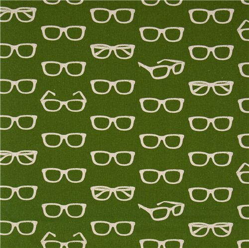 echino canvas designer fabric glasses green from Japan 2