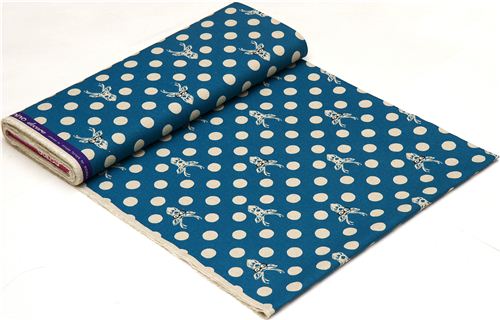 echino canvas fabric Buck stag with glasses blue 3