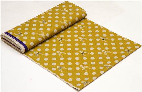 echino canvas fabric Buck stag with glasses yellow 3