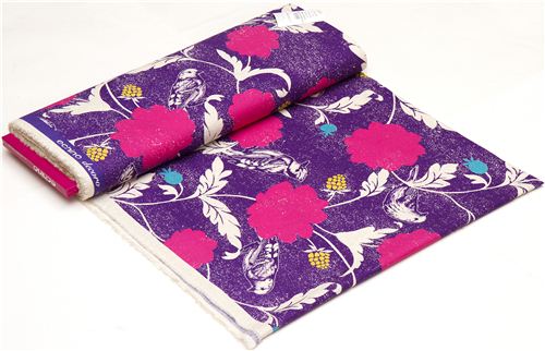 violetter echino Canvas Stoff Dahlia Vogel & Blume 3