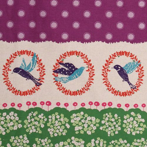 echino canvas fabric birds flap purple from Japan 1