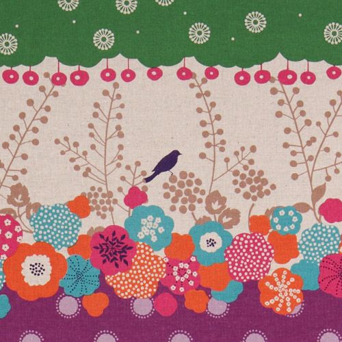 echino canvas fabric birds flap purple from Japan 2