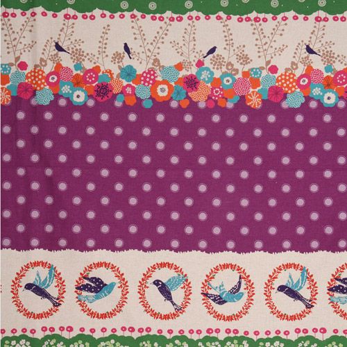 echino canvas fabric birds flap purple from Japan 3