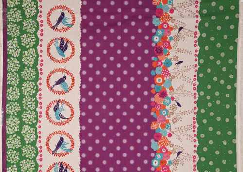 echino canvas fabric birds flap purple from Japan 4