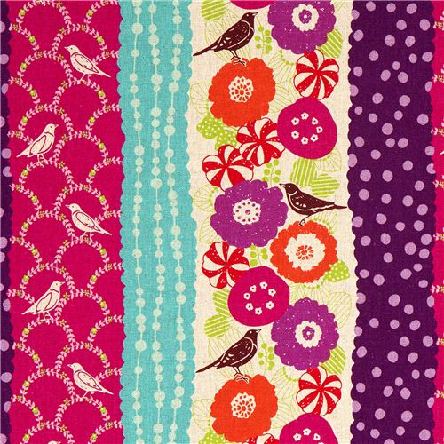 echino Canvas Stoff Vgel Streifen pink aus Japan Stoff