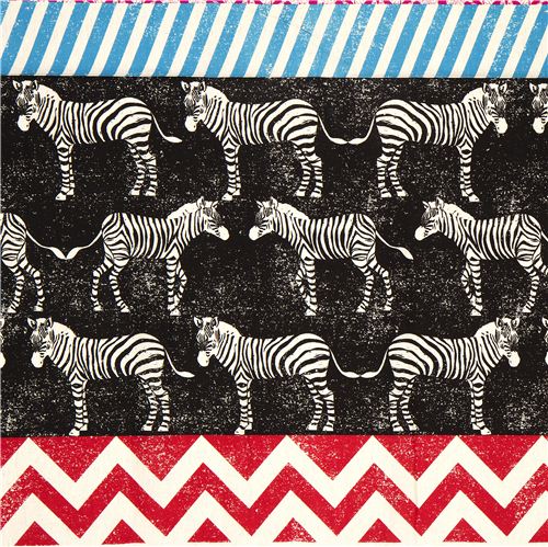 echino canvas fabric black zebras & stripes Japan 1