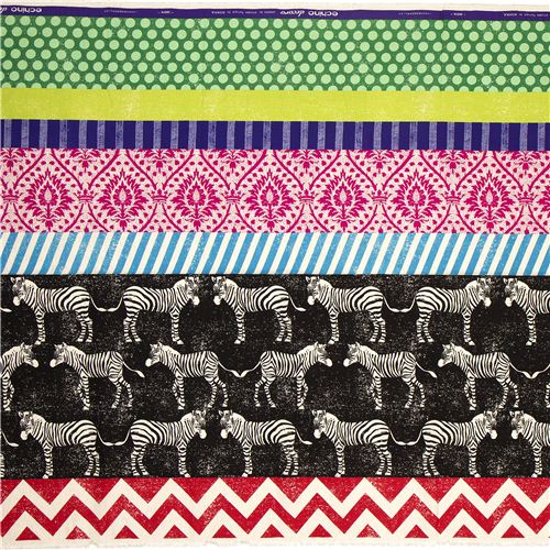 echino canvas fabric black zebras & stripes Japan 3