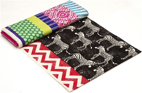 echino canvas fabric black zebras & stripes Japan 4