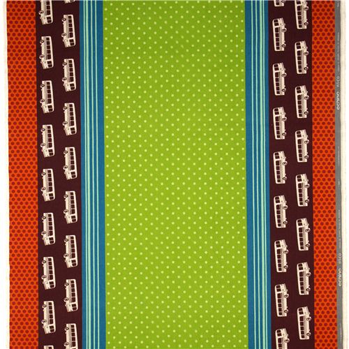 echino Canvas Stoff Bus braun & Polka Dots aus Japan 2