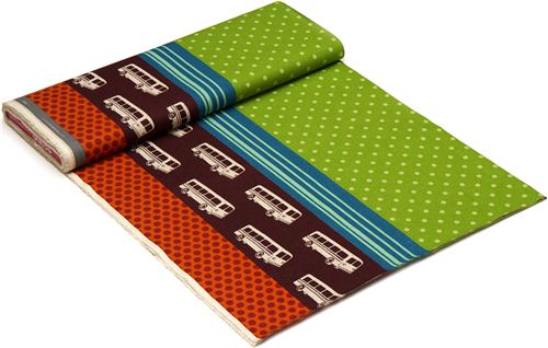 echino Canvas Stoff Bus braun & Polka Dots aus Japan 3