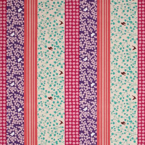 echino canvas fabric flowers dots butterfly purple 2