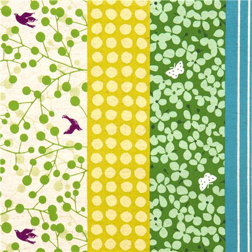 echino canvas fabric flowers dots butterfly turquoise 1