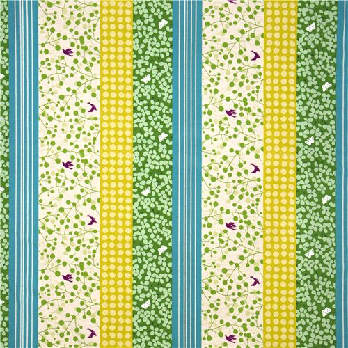 echino canvas fabric flowers dots butterfly turquoise 2
